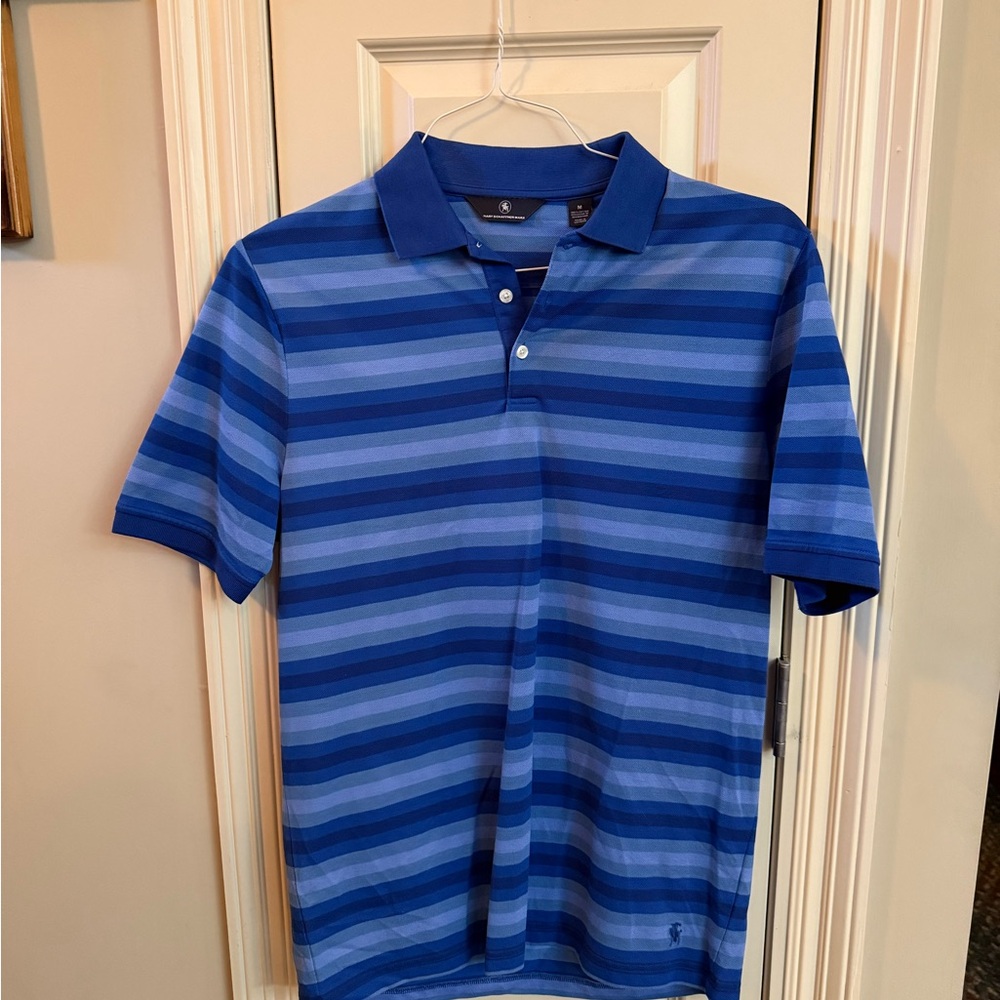 Hart Schaffner Marx Navy and Sky Blue Striped Polo
